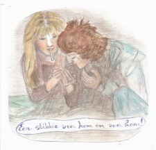 tekening van twee sticky's-rokende jongeren met als ondertitel 'Een sticky voor hem en voor haar'
